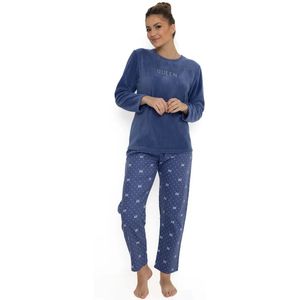 Cocodream fleece pyjama dames - Queen - Warme winter pyjama - S - Blauw