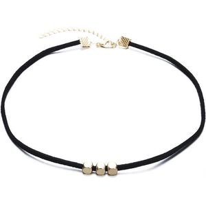 Zwarte Choker met Goudkleurige Kralen