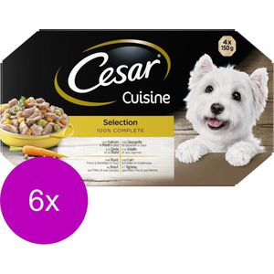 Cesar Alu Multipack Cuisine - Hondenvoer - 6 x Mix 4x150 g
