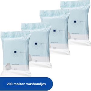 ABENA Molton Wegwerp Washandjes – 200 stuks – Van Kwalitatief Zacht, Dun en Sterk Materiaal – Hygiënisch – Voor Eenmalig Gebruik – Royale Handinsteek – Perfect voor Onderweg