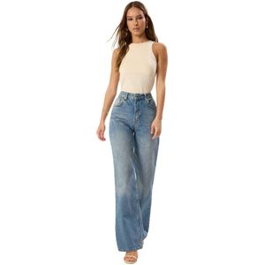 Trendyol Blauwe High Waist Wide Leg Jeans Twoss25Je00172