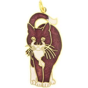 Behave Hanger poes kat paars emaille 4,5 cm