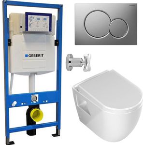 Geberit UP320 Toiletset - Inbouw WC Hangtoilet Rimless Aloni met Bidetkraan - Sigma-01