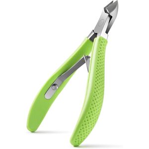 PULUZ Professionele nagelriemtang, scherpe nagelriemsnijder, huidtang, nagelriemverwijderaar, roestvrij staal, nagelriemschaar, fijn voor verwijdering met siliconen handvat, voor manicure (9 mm)-groen