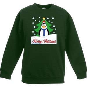 Groene kersttrui pinguin voor kerstboom voor jongens en meisjes - Kerstruien kind 170/176