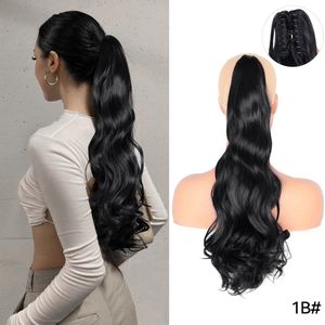 Ponytail 1B (P006) Natuurlijk Zwart - 55cm - Paardenstaart - Haarverlenging - Extensions - Wavy - #1B - Haarstuk - 22'' - 22 inch