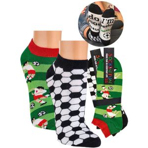 Sneakersokken | grappige sneakersokken | per 6 paar | maat 36-41 | thema voetbal