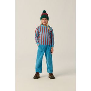 Oversized polo met retro vibes blauw rood gestreept 134-140