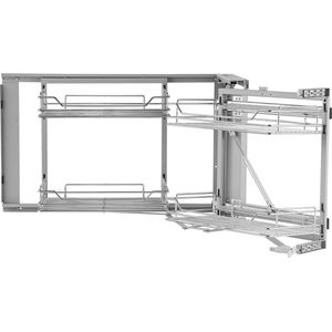 18""B Blind Uittrekbare Hoekorganiser - 2 Niveaus 4 Planken voor Optimale Opbergruimte In De Keuken.