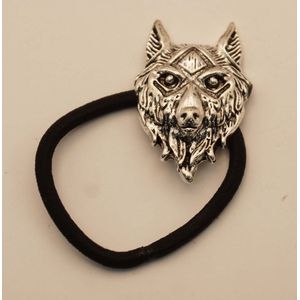 Haarelastiek wolf zilverkleurig - elastiek voor haar - haarelastiekjes voor dames - stoere vrouwelijke haarelastiekjes - zilverkleurige haarelastiek - haarelstiek gekleurd - haarelastiek fleurig - elastiek voor staart - paardenstaart haarelastiek