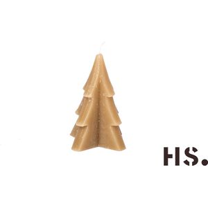 Home Society - Kerstboom kaars - 8,5 cm hoog - Taupe - Doos 12 stuks