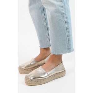 Sacha Leren Espadrilles Goud Metallic