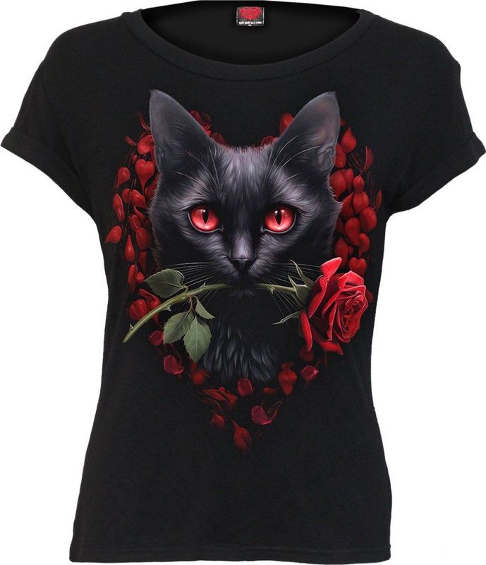 Spiral - Zwarte Kat - T-shirt - Zwart - 100% Katoen