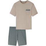 SCHIESSER - Comfort Nightwear - Pyjama kort - Lichtbruin / Petrol - 2-delig