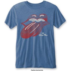 Rolling Stones Heren Tshirt -S- Vintage Tongue Blauw