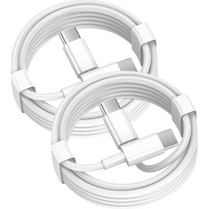 USB C naar USB C kabel - 1,5 Meter Oplaadkabel 2x - Geschikt voor o.a. iPhone 15 en 16 / Samsung - USB-C Oplader Kabel - Wit