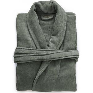 LINNICK Pure Badjas Velours - 100% Katoen - Olive Green - Maat XXL - Badjas Dames - Badjas Heren
