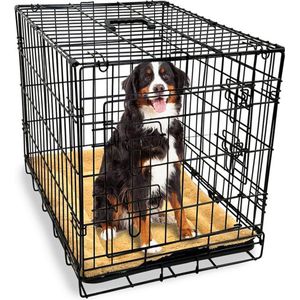 Gopets Hondenbench Opvouwbaar XL – Bench – Voor Honden – Incl. Hondenkussen – 2 Deuren – 107 x 71 x 76 cm