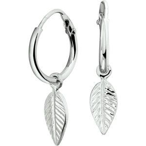 Glams oorringen veer - 12 mm - Zilver