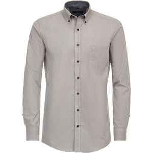 CASA MODA - Sport Casual Fit Overhemd - Wit met Blauw en Geel Dessin - Strijkvriendelijk