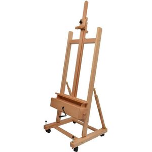 Artina Professionele Schilderezel Pisa – Beukenhout Atelierezel voor Schildersdoeken tot 210cm – Ezel met Laden en Traploos Verstelbaar
