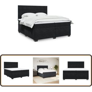 vidaXL Boxspring met matras fluweel zwart 200x200 cm