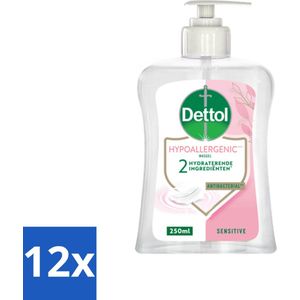 Dettol - Handzeep - Hypoallergenic - Gevoelige Huid - 250 ml - Voordeelverpakking - 12 stuks