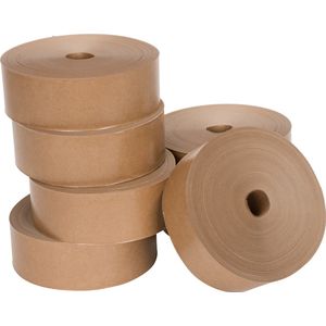 Papieren plakband 50 mm x 200 meter bruin (niet zelfklevend) | 3 stuks