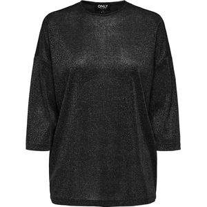 Only - Onlsilvery Glamour - T-shirt - Zwart/Zilver Lurex - 3/4 Mouwen