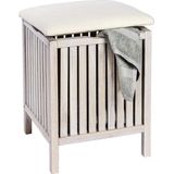 Wenko Wasmand en zitje in 1 ,wit - hout (white wash)