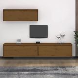 The Living Store TV-meubel Hangkast - Massief Grenenhout - 100 x 30 x 35 cm (B x D x H) - Honingbruin