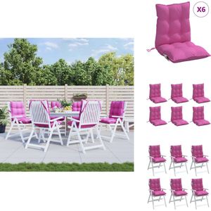 vidaXL Stoelkussen - Stoelkussens - Tuinstoelkussen - Buitenkussen - Stoelkussens 6 st lage rug oxford stof roze