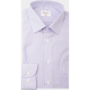 MARVELIS - Modern Fit Overhemd - Blauw met Wit Gestreept - Strijkvrij