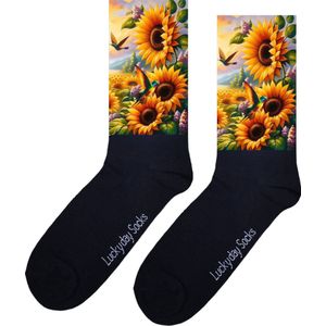 Zonnebloem - Opkikkertje - Vogels - Grappige sokken - Valentijn cadeau - Verjaardag cadeau - Liefde - Grappige sokken - Leuke sokken - Vrolijke sokken - Kerst sokken - Vaderdag - Moederdag - Zonnebloemen - Socks maken Happy - 37-44