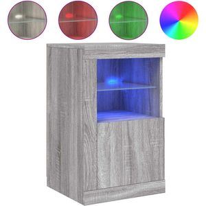 vidaXL Bijzetkast - Met LED - Grijs Sonoma Eiken Bijzettafel - Led Lampen - Opbergkast - Grijze Salontafel - Tv Tafel
