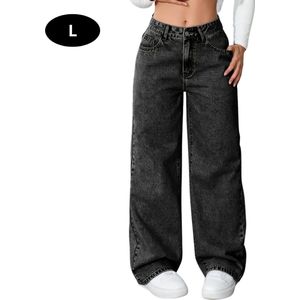 Bovista Lange Broek Dames - Spijkerbroek - Broeken - Spijker - Pants - Jeans - Trouser - Loose Fit - Straight Leg - Denim - Blauw - Maat L