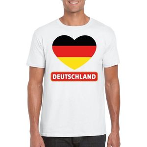 Duitsland hart vlag t-shirt wit heren XXL