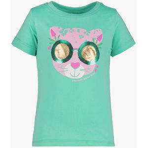 TwoDay meisjes T-shirt met panter blauw groen - Maat 92