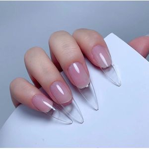 Gel nagels- soak off- Full cover Stiletto Nageltips Transparant  - plaknagels met lijm- nepnagels 240ps  12 maten+ Knapzeker nagelvijl