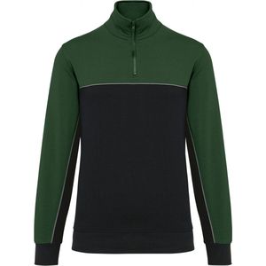 Sweatshirt Unisex M WK. Designed To Work 1/4-ritskraag Lange mouw Black / Forest Green 60% Katoen, 40% Polyester