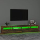 The Living Store TV-meubel - Hout - 240x35x40cm - RGB LED-verlichting
