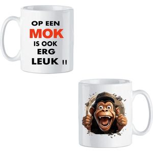 Koffie beker - thee mok - geen tekst op een mok is ook leuk - afbeelding aap