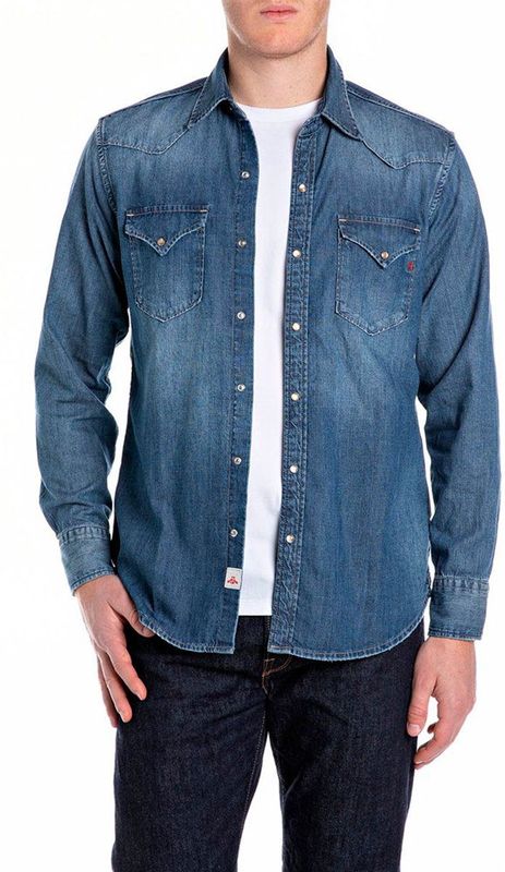 Replay Regular fit jeanshemd voor heren, 009, medium blue., L