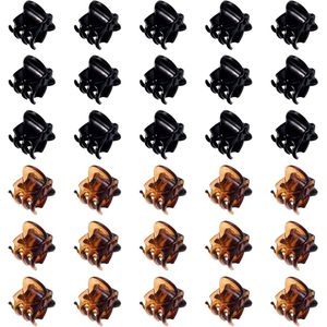 30pcs Mini Haar Clips - Plastic Haar Clauwen - Kleine Haar Claw Clips - Non Slip Haar Claws - Pins Clamps - Haar Accessoires voor Meisjes en Vrouwen (Zwart + Bruin)