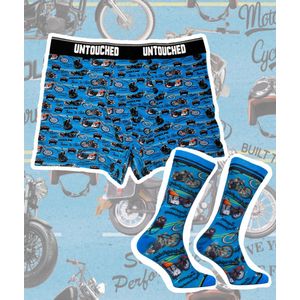 Giftbox Sock My Feet 2-pack Untouched Motorbike boxershort heren maat M + Socks -43-46