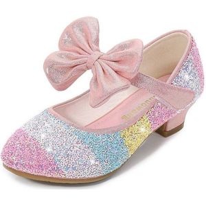 Prinsessen schoenen regenboog roze glitter maat 33 - binnenmaat 20,5 cm - bij jurk verkleedkleding