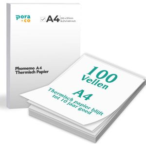 Pora&Co - Phomemo® A4 Papier - Papier voor Printers - 100 Vellen - Sneldrogend - Thermische Printer Papier