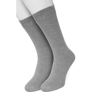 Bonnie Doon Basic Sokken Heren Licht Grijs maat 47/52 - 2 paar - Basis Katoenen Sok - Gladde Naden - Brede Boord - Uitstekend Draagcomfort - Perfecte Pasvorm - 2-pack - Multipack - Effen - Lichtgrijs - Gemeleerd - Light Grey Heather - OL6324012.107