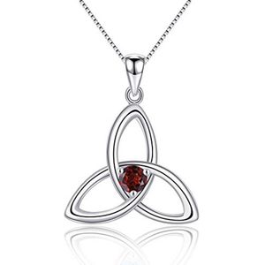 Keltische geboortesteen halsketting voor dames | Sterling Zilveren Hanger | Geluksbrenger
