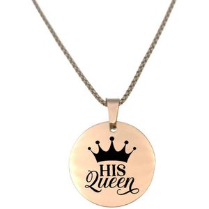 Ketting RVS - Rond - Rosegoud - His Queen